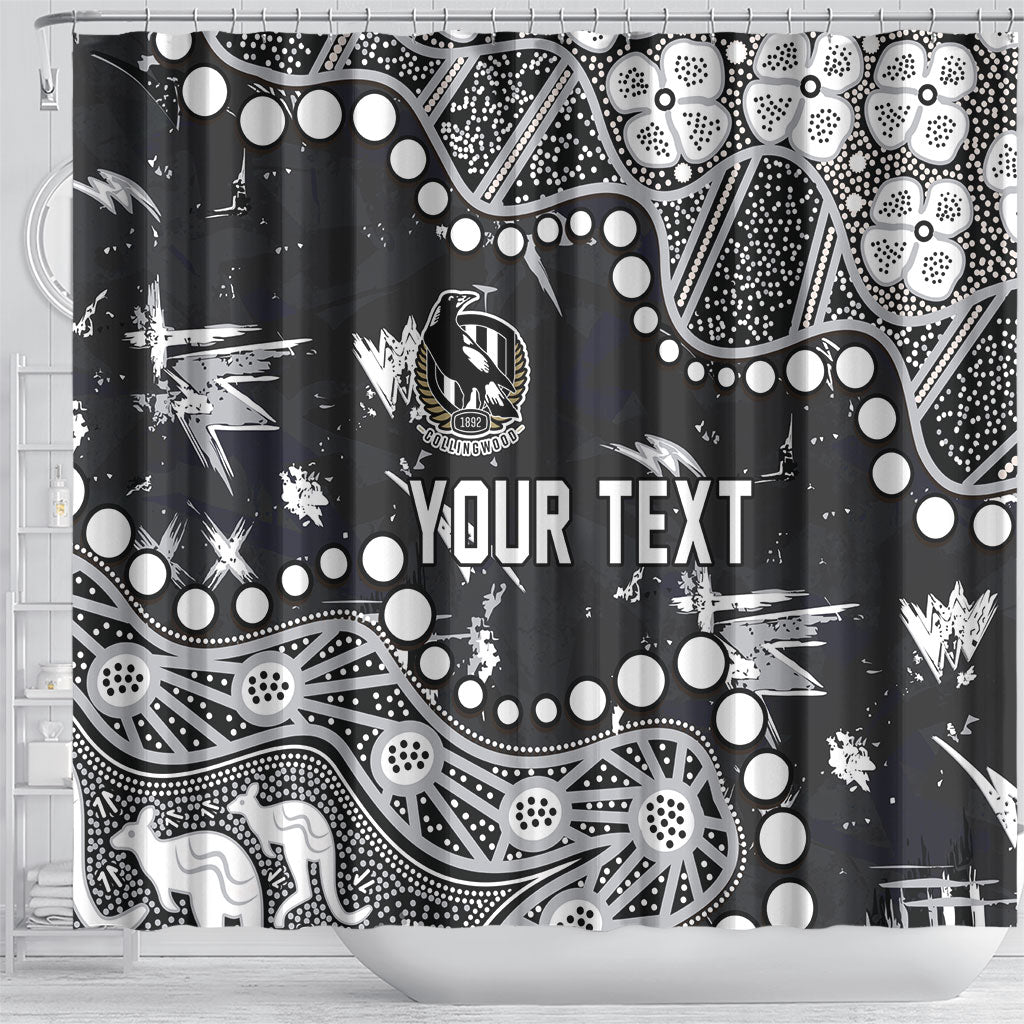 Personalized Collingwood Magpies Shower Curtain Aboriginal Pattern with Graffiti Style