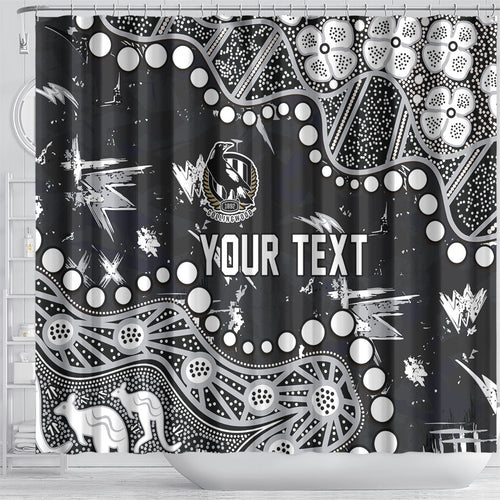 Personalized Collingwood Magpies Shower Curtain Aboriginal Pattern with Graffiti Style