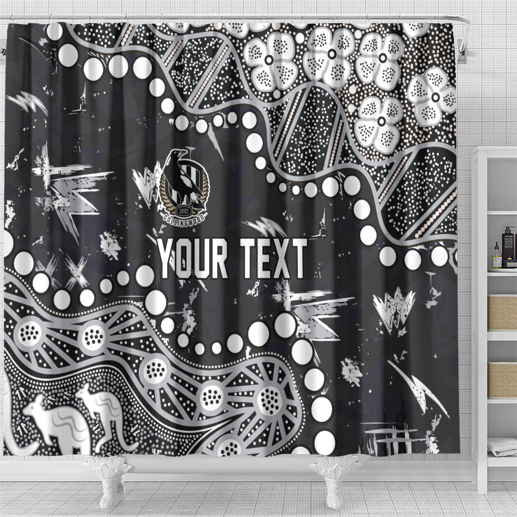 Personalized Collingwood Magpies Shower Curtain Aboriginal Pattern with Graffiti Style