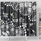 Personalized Collingwood Magpies Shower Curtain Aboriginal Pattern with Graffiti Style