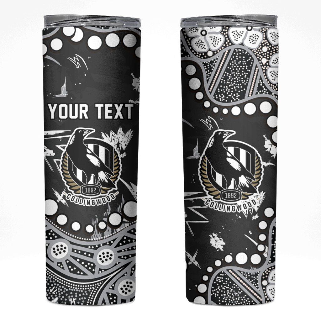 Personalized Collingwood Magpies Skinny Tumbler Aboriginal Pattern with Graffiti Style
