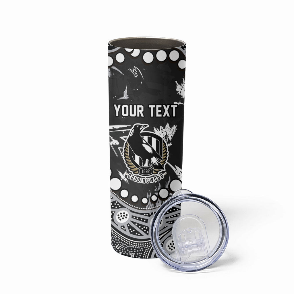 Personalized Collingwood Magpies Skinny Tumbler Aboriginal Pattern with Graffiti Style