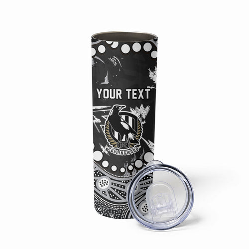 Personalized Collingwood Magpies Skinny Tumbler Aboriginal Pattern with Graffiti Style
