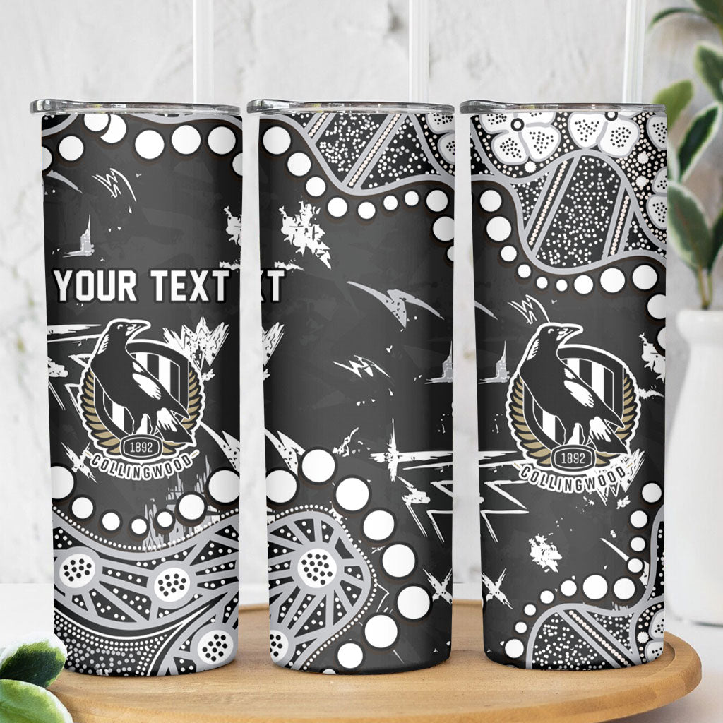 Personalized Collingwood Magpies Skinny Tumbler Aboriginal Pattern with Graffiti Style