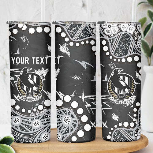 Personalized Collingwood Magpies Skinny Tumbler Aboriginal Pattern with Graffiti Style