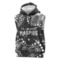 Personalized Collingwood Magpies Sleeveless Hoodie Aboriginal Pattern with Graffiti Style
