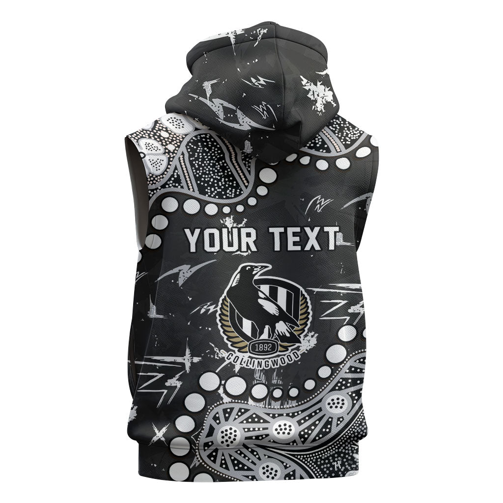 Personalized Collingwood Magpies Sleeveless Hoodie Aboriginal Pattern with Graffiti Style