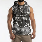 Personalized Collingwood Magpies Sleeveless Hoodie Aboriginal Pattern with Graffiti Style