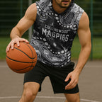 Personalized Collingwood Magpies Sleeveless Hoodie Aboriginal Pattern with Graffiti Style