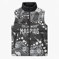 Personalized Collingwood Magpies Sleeveless Puffer Jacket Aboriginal Pattern with Graffiti Style