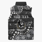 Personalized Collingwood Magpies Sleeveless Puffer Jacket Aboriginal Pattern with Graffiti Style
