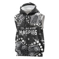 Personalized Collingwood Magpies Sleeveless Zip Hoodie Aboriginal Pattern with Graffiti Style