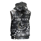 Personalized Collingwood Magpies Sleeveless Zip Hoodie Aboriginal Pattern with Graffiti Style