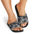 Personalized Collingwood Magpies Slide Sandals Aboriginal Pattern with Graffiti Style