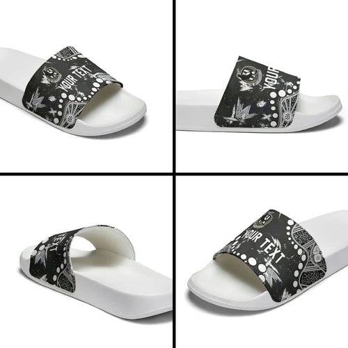 Personalized Collingwood Magpies Slide Sandals Aboriginal Pattern with Graffiti Style