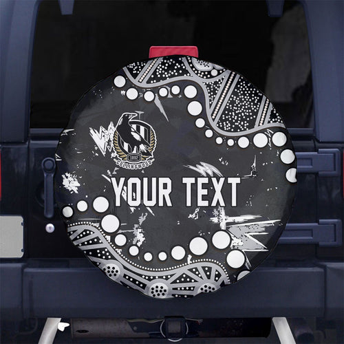 Personalized Collingwood Magpies Spare Tire Cover Aboriginal Pattern with Graffiti Style