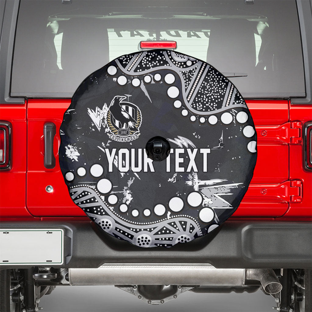 Personalized Collingwood Magpies Spare Tire Cover Aboriginal Pattern with Graffiti Style