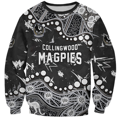 Personalized Collingwood Magpies Sweatshirt Aboriginal Pattern with Graffiti Style