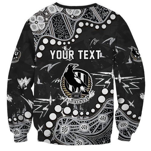 Personalized Collingwood Magpies Sweatshirt Aboriginal Pattern with Graffiti Style