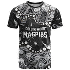 Personalized Collingwood Magpies T Shirt Aboriginal Pattern with Graffiti Style