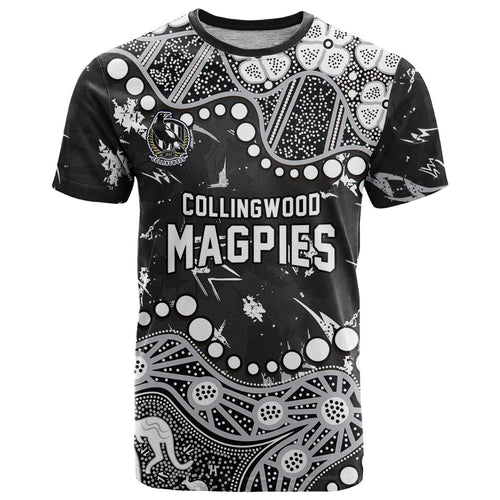Personalized Collingwood Magpies T Shirt Aboriginal Pattern with Graffiti Style