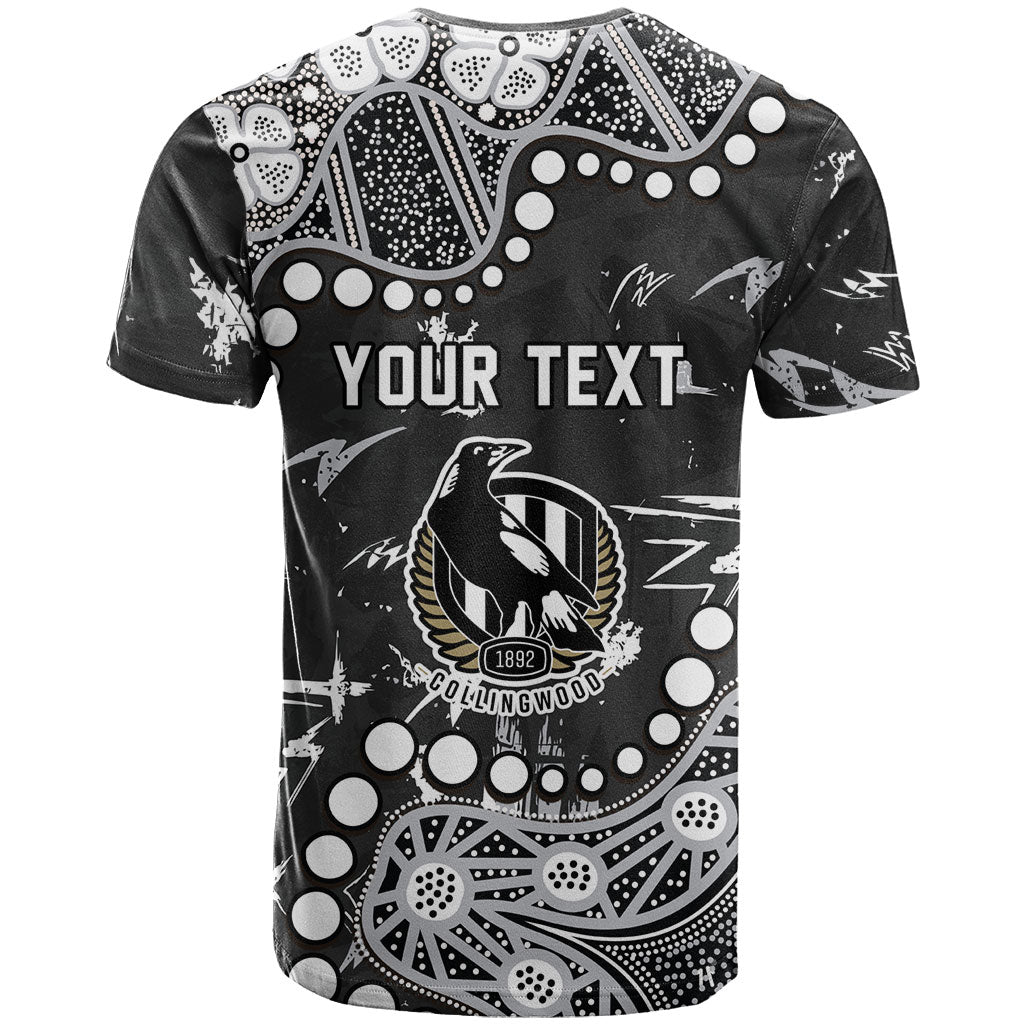 Personalized Collingwood Magpies T Shirt Aboriginal Pattern with Graffiti Style
