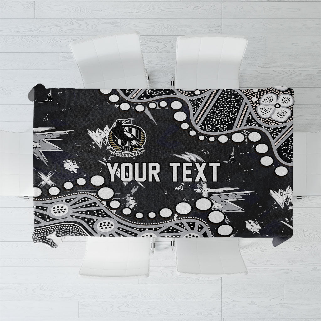 Personalized Collingwood Magpies Tablecloth Aboriginal Pattern with Graffiti Style