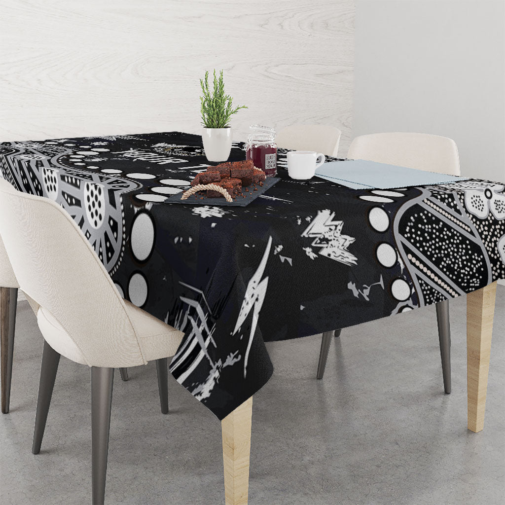 Personalized Collingwood Magpies Tablecloth Aboriginal Pattern with Graffiti Style