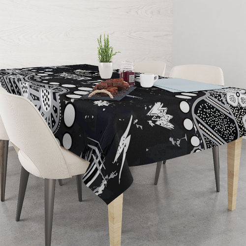 Personalized Collingwood Magpies Tablecloth Aboriginal Pattern with Graffiti Style