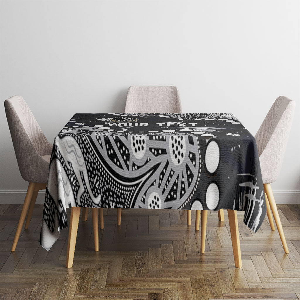 Personalized Collingwood Magpies Tablecloth Aboriginal Pattern with Graffiti Style
