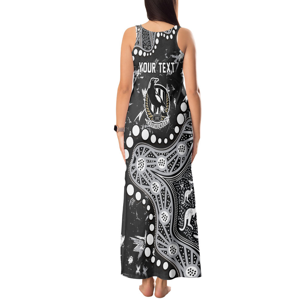 Personalized Collingwood Magpies Tank Maxi Dress Aboriginal Pattern with Graffiti Style