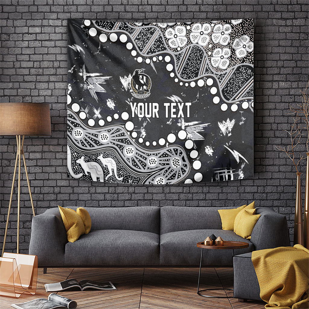 Personalized Collingwood Magpies Tapestry Aboriginal Pattern with Graffiti Style