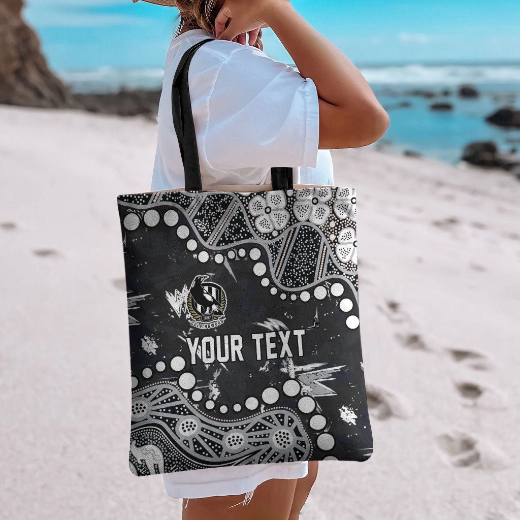 Personalized Collingwood Magpies Tote Bag Aboriginal Pattern with Graffiti Style