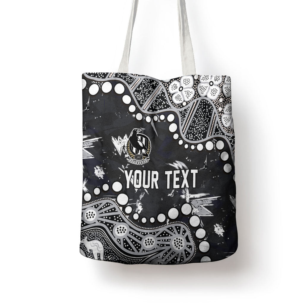 Personalized Collingwood Magpies Tote Bag Aboriginal Pattern with Graffiti Style