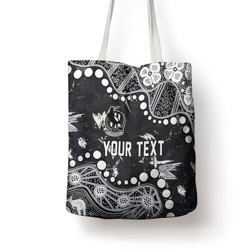 Personalized Collingwood Magpies Tote Bag Aboriginal Pattern with Graffiti Style