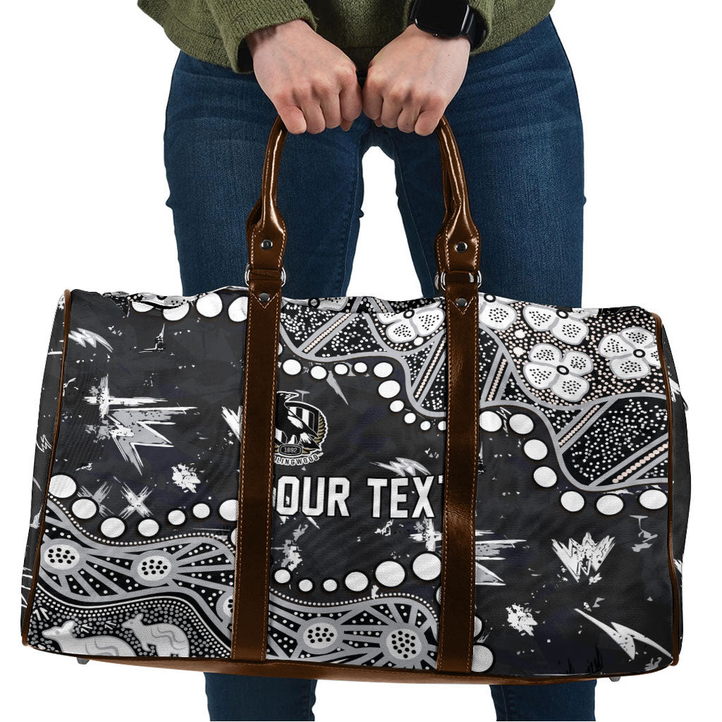 Personalized Collingwood Magpies Travel Bag Aboriginal Pattern with Graffiti Style