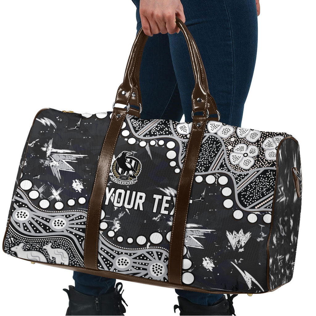 Personalized Collingwood Magpies Travel Bag Aboriginal Pattern with Graffiti Style