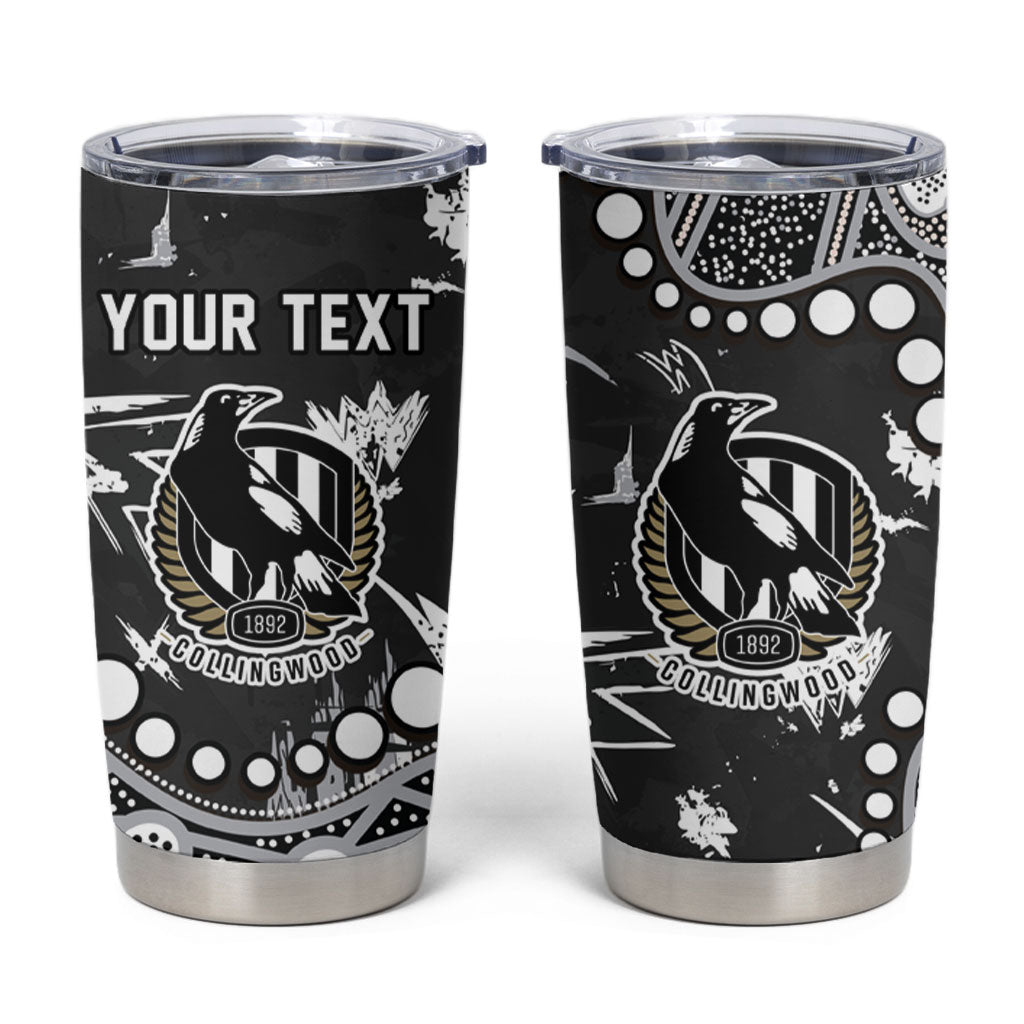 Personalized Collingwood Magpies Tumbler Cup Aboriginal Pattern with Graffiti Style