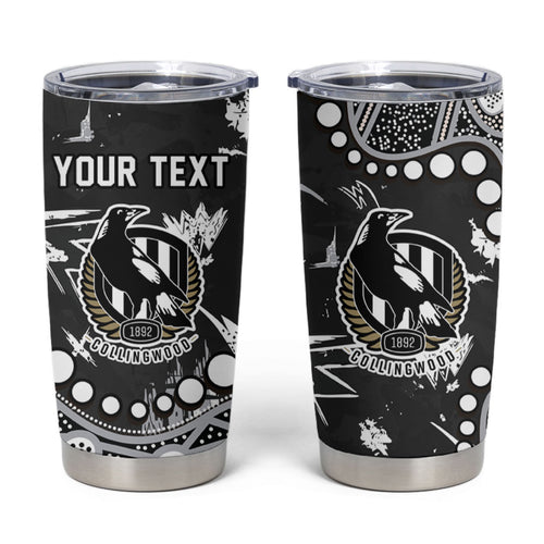 Personalized Collingwood Magpies Tumbler Cup Aboriginal Pattern with Graffiti Style