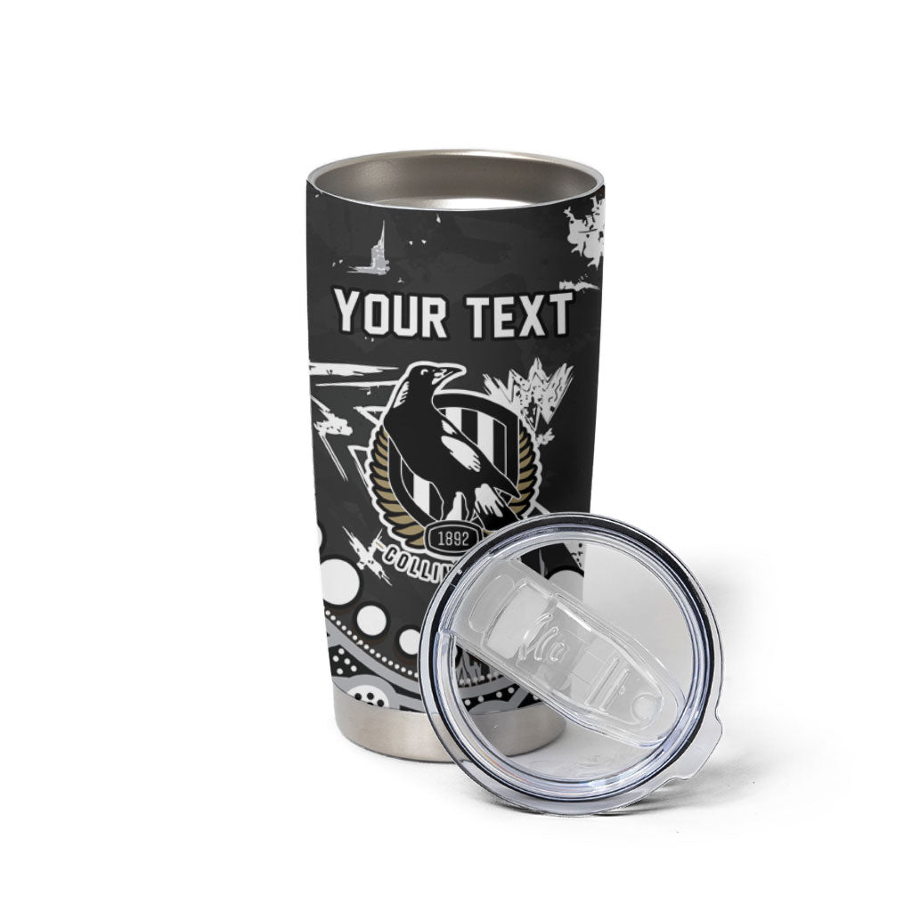 Personalized Collingwood Magpies Tumbler Cup Aboriginal Pattern with Graffiti Style