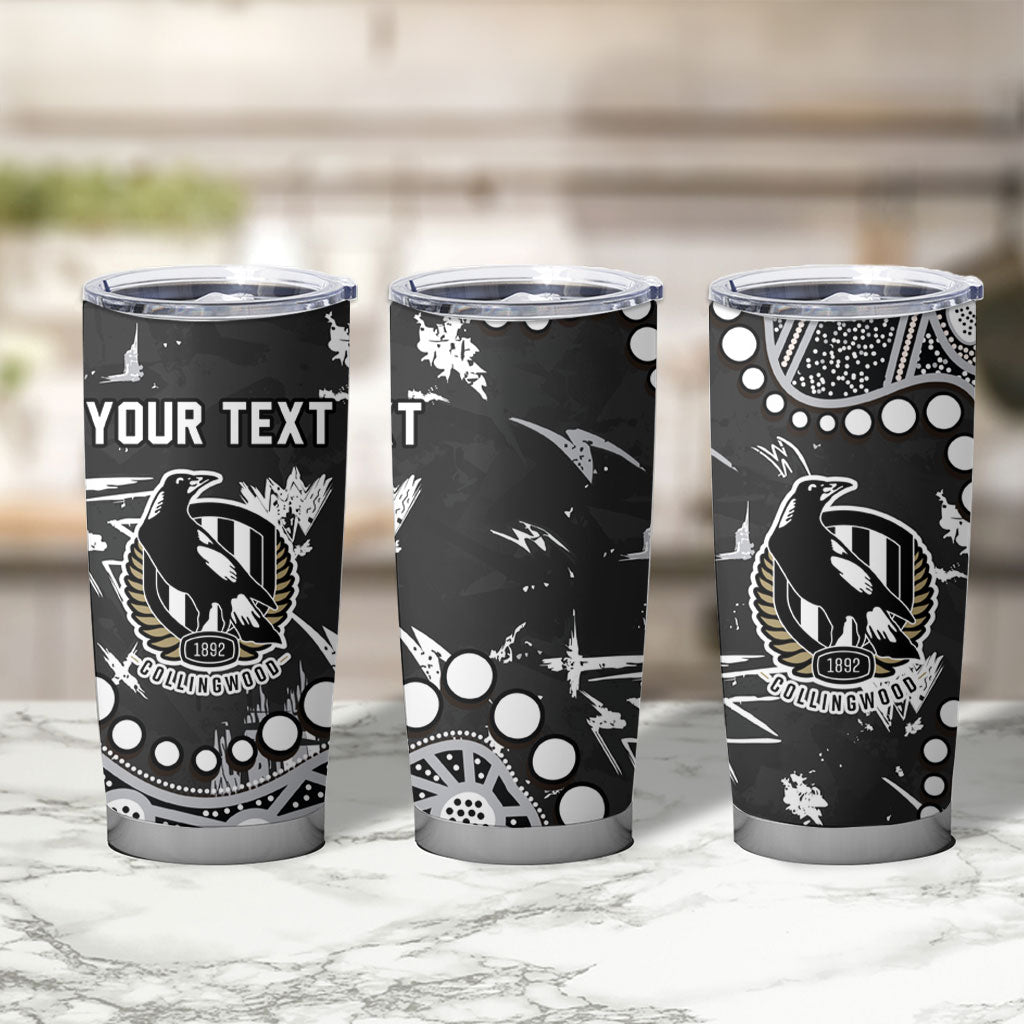 Personalized Collingwood Magpies Tumbler Cup Aboriginal Pattern with Graffiti Style