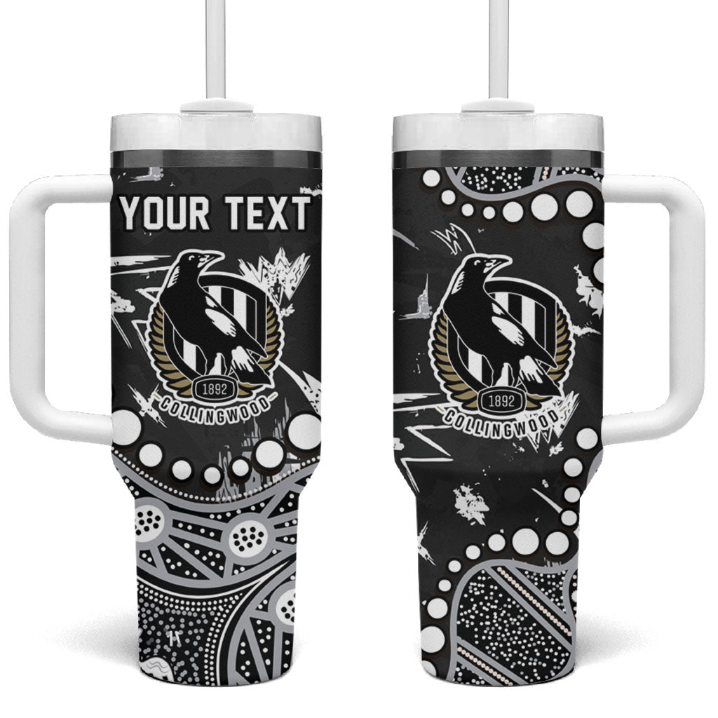 Personalized Collingwood Magpies Tumbler With Handle Aboriginal Pattern with Graffiti Style