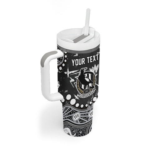 Personalized Collingwood Magpies Tumbler With Handle Aboriginal Pattern with Graffiti Style