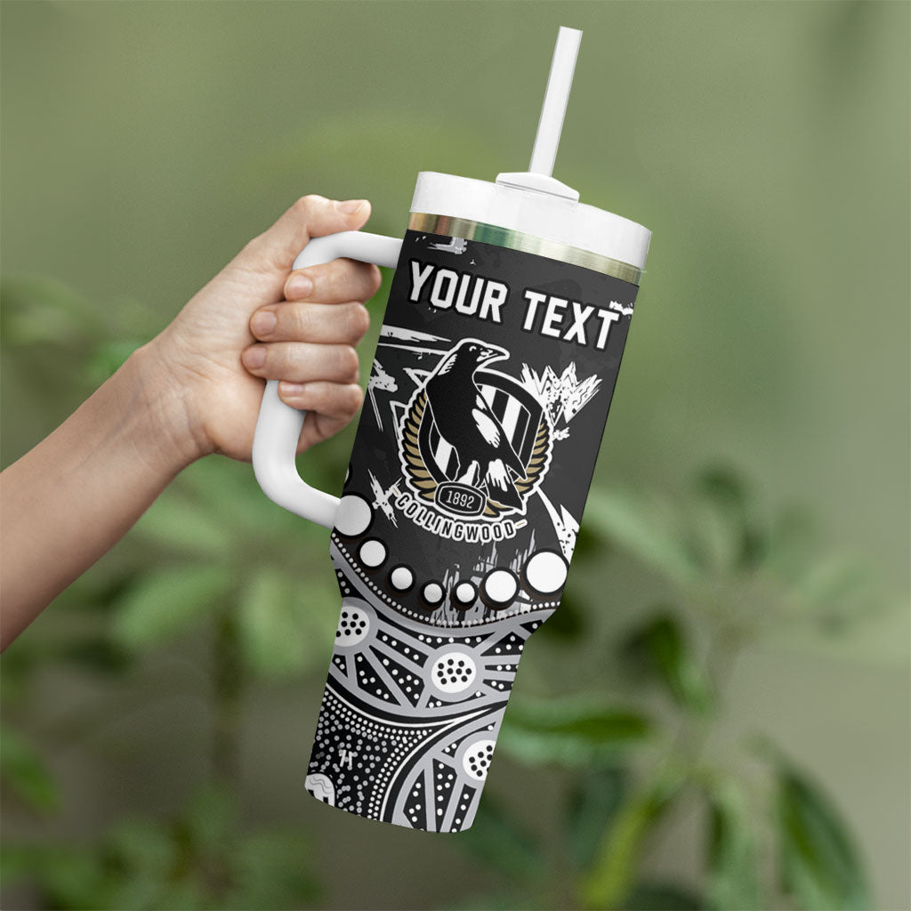 Personalized Collingwood Magpies Tumbler With Handle Aboriginal Pattern with Graffiti Style