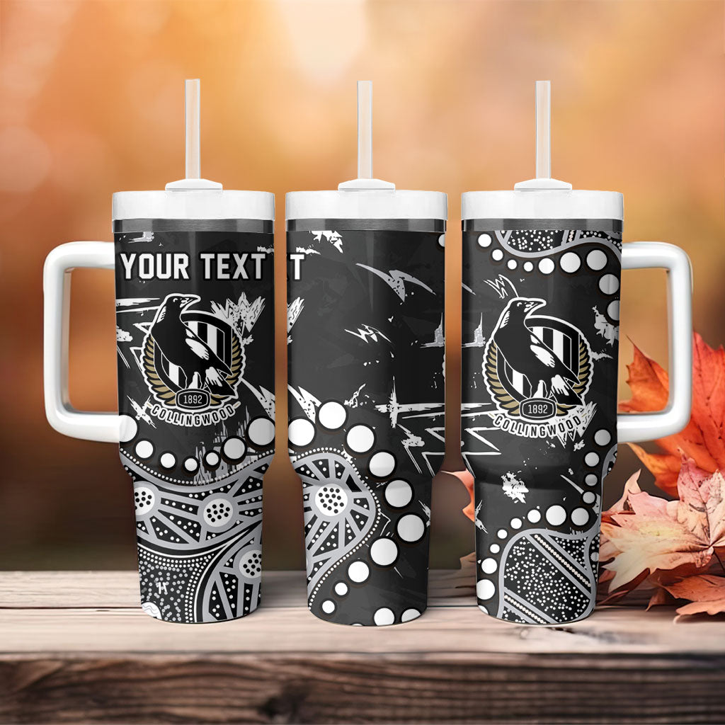 Personalized Collingwood Magpies Tumbler With Handle Aboriginal Pattern with Graffiti Style