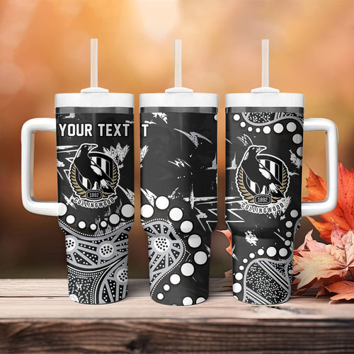 Personalized Collingwood Magpies Tumbler With Handle Aboriginal Pattern with Graffiti Style