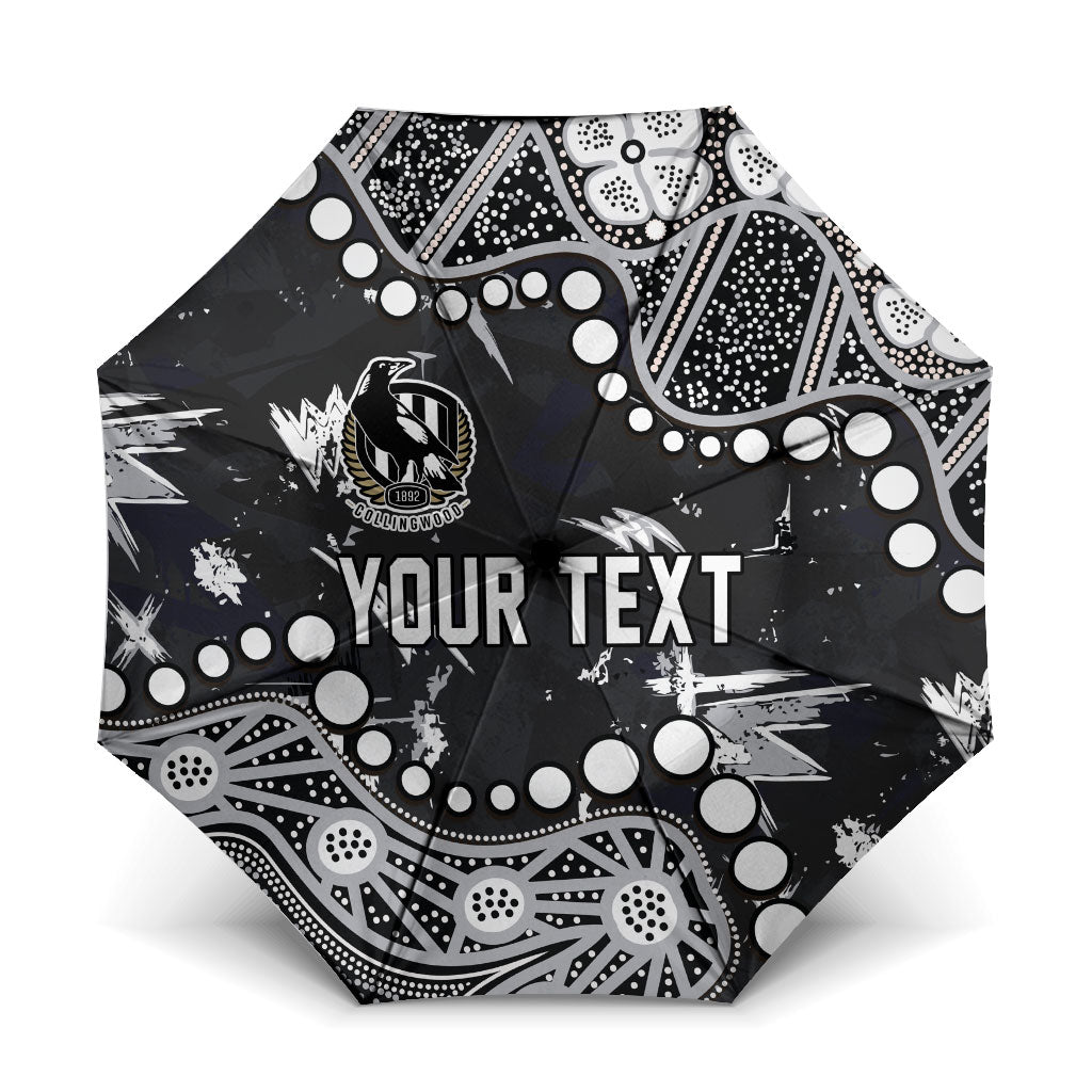 Personalized Collingwood Magpies Umbrella Aboriginal Pattern with Graffiti Style