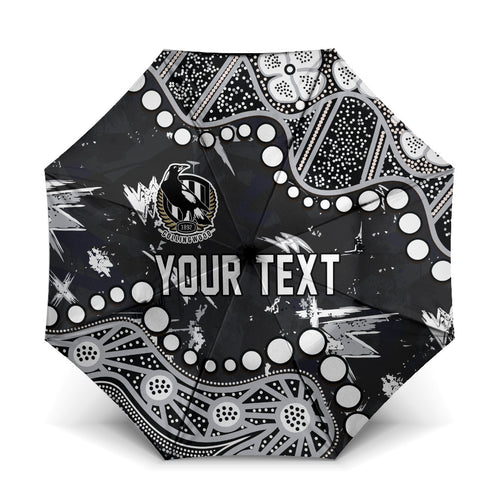 Personalized Collingwood Magpies Umbrella Aboriginal Pattern with Graffiti Style