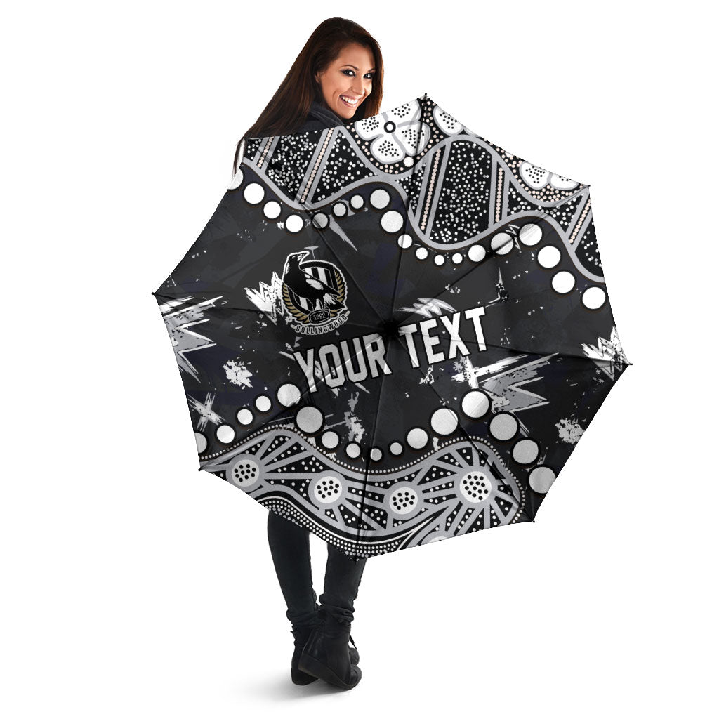Personalized Collingwood Magpies Umbrella Aboriginal Pattern with Graffiti Style