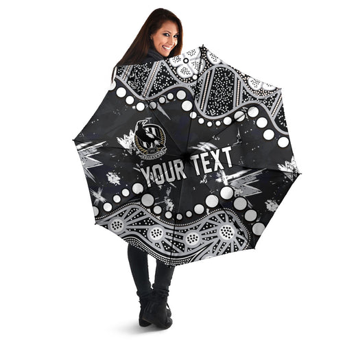Personalized Collingwood Magpies Umbrella Aboriginal Pattern with Graffiti Style